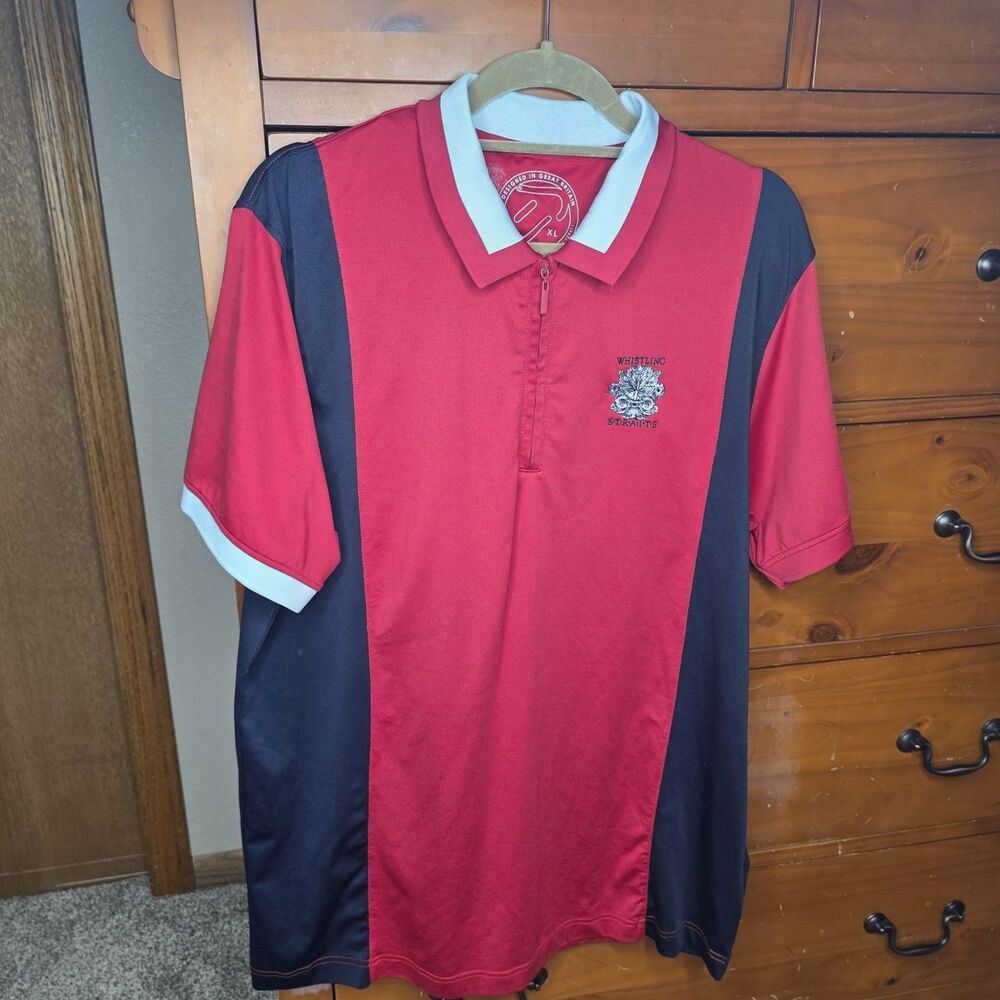 Whistling Straits Performance Golf Polo Size XL Blue Red White Classic Sport